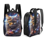 Mochila con patrón de doble cara para niños con estampado 3D de gato fantástico, mochila de moda, mochilas de viaje informales de 17 pulgadas, mochila de gran capacidad para niños y niñas