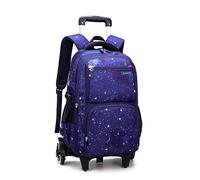 Mochila con ruedas para niños de cielo estrellado, mochila para estudiantes de primaria con ruedas, bolsa de carrito para adolescentes, Mochila de 6 ruedas azul oscuro Starry Sky, 6 Wheels, Mochilas
