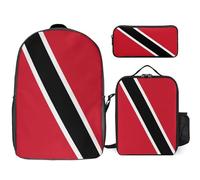 Mochila Con Trinidad Bandera Nacional Bolsa Escolar Ligera Para Niñas Y Niños Set 3 En 1 Gran Capacidad Mochila Impermeable Con Lonchera Y Estuche Para Niños Estudiantes Adolescentes