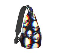 Mochila Cool Sling compatible con el patrón Trippy Aliens, bolso de hombro ligero, bandolera para el pecho al aire libre, bicicleta, gimnasio, corredor, mochila con correa ajustable para hombres y muj