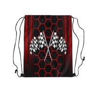 Mochila Cordón Colmena Roja Geométrica Ajustable Mochila Gym Resisten Bolsa Cordón para Playa Natación Acampada 39X46Cm