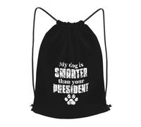 Mochila Cordón Mi Perro Es Más Inteligente Que Tu Presidente Guardarla Mochila Gym Unisex Bolsas con Cordón para Acampada Mujer Hombre 39X46Cm