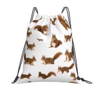 Mochila Cordónes, Ardilla Linda Bolsa con Cordón Unisex Práctico Saco de Gimnasia para Vacaciones Acampada Hombre 36X42cm