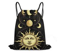 Mochila Cordónes, Casual Bolsa De Cuerdas, Cartas Mágicas del Tarot Estilo Boho Vintage: Sol, Luna Y Estrellas., Cómodos Bolsas De Deporte para Hombre, Mujer, Vacaciones, 36X42cm