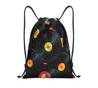 Mochila Cordónes, Disco CD de Vinilo de música Colorida Deporte Gimnasio Bolsas Robusto Ligero Saco de Gimnasia para Hombre Vacaciones Mujer 36X42cm
