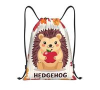Mochila Cordónes, Lindo Erizo con Hojas de otoño Bolsa de Cuerdas Práctico con cordón Gym Sack para Adulto Mujer Nadar 36X42cm