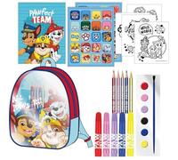 Mochila Creativa Patrulla Canina con Pinturas, Lápices, Rotuladores y Pegatinas - Set de Arte Infantil Completo para Niños Fans de Paw Patrol Ideal para Regalo