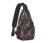 Mochila cruzada antirrobo Colorido rompecabezas Concientización sobre el autismo Bolso de hombro negro para hombres y mujeres, Bolsa de gimnasio ajustable duradera Ciclismo Viajes Senderismo Mochila