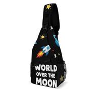 Mochila Cruzada Arte De Cohetes Espaciales Sobre La Luna En Todo El Mundo Sling Pecho Bolsas Bandolera Estilo Bolsa Cruzada Bandoleras Hombres Y Mujeres Bolso Pecho Para Deporte Correr