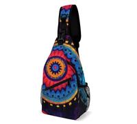 Mochila Cruzada Arte Vintage De Mandalas Psicodélicos De Indiana Con Ojos Oscuros Y Coloridos Sling Pecho Bolsas Bandolera Hombres Y Mujeres Sling Bag Ligera Bolso Pecho Para Senderismo Deporte