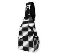 Mochila Cruzada Bandera A Cuadros De Raza Blanca Y Negra Bolso Pecho Comodidad Crossbody Multiusos Bolsa Cruzada Bandoleras Para Viaje Senderismo