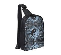 Mochila cruzada con diseño de bandera estadounidense con botas de vaquero con doble bolsillo, perfecta para conciertos, deportes, viajes, ciclismo y senderismo, Diagrama Ying Yang, Talla única