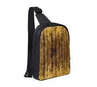 Mochila cruzada con doble bolsillo para caballos, ideal para conciertos, deportes, viajes, ciclismo y senderismo, Lentejuelas doradas brillantes, Talla única