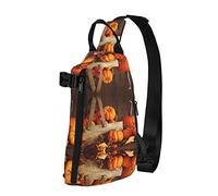 Mochila cruzada con estampado de calabaza de otoño, bolsa de hombro para hombres y mujeres, para caminar al aire libre, viajes, Negro -, Talla única