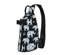 Mochila cruzada con estampado de elefante azteca para hombres y mujeres, para caminar al aire libre, viajes, Negro -, Talla única