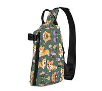 Mochila Cruzada con Estampado de Flores Florales de Corgi, Mochila Informal para Viajes, Senderismo, Gimnasio