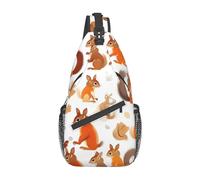 Mochila cruzada con estampado de huellas de perro para hombres y mujeres, bolsa bandolera, para entrenamiento/correr/senderismo, Ardillas lindas, Talla única