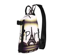 Mochila cruzada con estampado de la Torre Eiffel Love Paris para hombres y mujeres, para caminar al aire libre, viajes, Negro -, Talla única