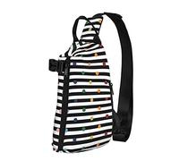 Mochila cruzada con estampado de lunares arcoíris con purpurina en blanco y negro para hombres y mujeres, para caminar al aire libre, viajes, Negro -, Talla única