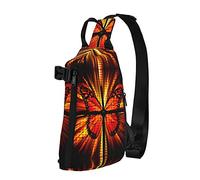 Mochila cruzada con estampado de mariposas naranjas para hombres y mujeres, para caminar al aire libre, viajes, Negro -, Talla única