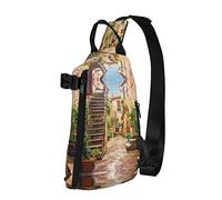 Mochila cruzada con estampado toscano de Italia para hombres y mujeres, para caminar al aire libre, viajes, Negro -, Talla única