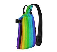Mochila cruzada con fondo de madera de color arcoíris para hombres y mujeres, para caminar al aire libre, viajes, Negro -, Talla única