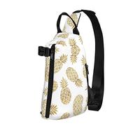 Mochila cruzada con fondo de piña dorada para hombres y mujeres, para caminar al aire libre, viajes, Negro -, Talla única