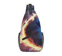 Mochila cruzada de hombro con diseño de llamas azules y rojas para hombre, mochila de senderismo