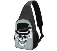 Mochila Cruzada de Skull Poker, Bandolera Ligera con una Correa, Bandolera, Mochila de Viaje para Senderismo