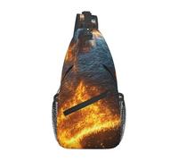 Mochila cruzada de viaje con diseño de oso con cuello en llamas, mochila de viaje para hombre, mochila de senderismo