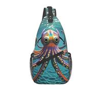 Mochila cruzada en el pecho, bolsa cruzada de loto en el agua, bolsa cruzada para mujeres y hombres, mochila de viaje, Pulpo gigante, Talla única