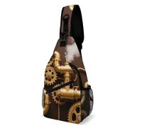 Mochila Cruzada Engranajes Steampunk De Latón Crossbody Estilo Sling Pecho Bolsas Bandolera Multiusos Bolso Pecho Para Senderismo Correr