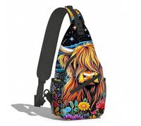 Mochila Cruzada Flores De Vaca De Las Tierras Altas Sling Pecho Bolsas Bandolera Hombres Y Mujeres Bolso Pecho Multiusos Crossbody Para Senderismo Correr Deporte