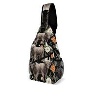 Mochila Cruzada Flores Ganado Vaca De Las Tierras Altas Bolso Pecho Hombres Y Mujeres Sling Bag Multiusos Bolsa Cruzada Bandoleras Para Senderismo Correr