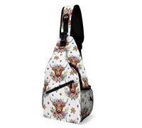 Mochila Cruzada Flores Ganado Vaca De Las Tierras Altas Crossbody Ligera Bolsa Cruzada Bandoleras Hombres Y Mujeres Sling Pecho Bolsas Bandolera Para Viaje Correr