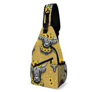 Mochila Cruzada Ganado Girasol De Las Tierras Altas Sling Bag Comodidad Sling Pecho Bolsas Bandolera Ligera Crossbody Para Viaje Correr