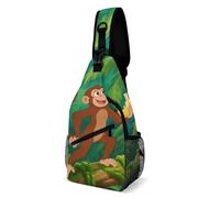 Mochila Cruzada Mono Que Ama Los Plátanos Sling Bag Estilo Bolsa Cruzada Bandoleras Multiusos Sling Pecho Bolsas Bandolera Para Senderismo Deporte