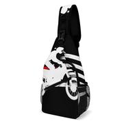 Mochila Cruzada Motocicleta De Cross Línea Roja Bandera Estadounidense Negra Sling Bag Estilo Crossbody Ligera Bolso Pecho Para Viaje Correr