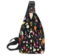 Mochila cruzada pequeña para mujeres y hombres, zanahorias, remolachas, patatas, cebollas, ajo (2) mochila cruzada en el pecho, viajes, deportes, senderismo, Multicolor 02, 11.8x7x1.5in/30x18x4cm