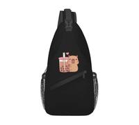 Mochila cruzada personalizada con diseño de Little Capybara Hugs Bubble Tea para hombre, bolsa de hombro para viajes, ciclismo