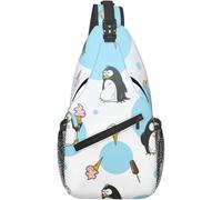 Mochila cruzada unisex con estampado de copo de nieve y globo de pingüino, bolsa cruzada para el pecho, viajes, senderismo