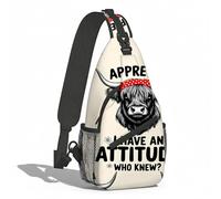 Mochila Cruzada Vaca De Las Tierras Altas Con Texto Sling Pecho Bolsas Bandolera Hombres Y Mujeres Bolso Pecho Comodidad Crossbody Para Uso Diario Correr Viaje