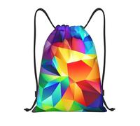 Mochila Cuerda, Arcoíris geométrico Bolsas de Cuerdas Unisex Cómodos Saco de Deporte para Nadar Yoga Vacaciones 36X42cm