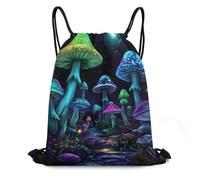 Mochila Cuerda, Arte Brillante del Mundo mágico de Hongos psicodélicos Bolsas Cordon de Gimnasio Ajustable Unisex Deporte Bolso de Gimnasia para Hombre Mujer Acampada 36X42cm