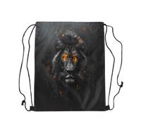 Mochila Cuerda León Salvaje Impermeable Bolsa De Gimnasio Fácil De Doblar Bolsa De Cordón para Hombre Escuela Acampada 39X46Cm