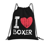 Mochila Cuerda Me Encanta El Perro Boxer Impermeable Mochila Gimnasio Cuerdas Ajustable Bolsa Cincha para Mujer Hombre Escuela 39X46Cm