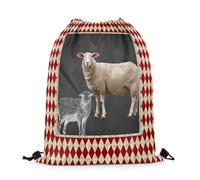 Mochila Cuerda Oveja Linda Gran Capacidadte Mochila Gimnasio Cuerdas Ajustable Bolsas Deportivas para Mujer Hombre Escuela 39X46Cm