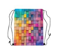 Mochila Cuerdas Arcoíris Geométrico Resistente Bolsa con Cordón Gran Capacidad Drawstring Backpacks para Escuela Viaje Piscina