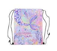 Mochila Cuerdas Fish Morado Tamaño Gemelo Vida Marina Animal Marino Ajustable Bolsas De Cuerdas Resisten Bolsa De Deporte para Senderismo Acampada Playa 39X46Cm