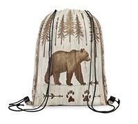Mochila Cuerdas Oso Animal Salvaje Resisten Mochila Gimnasio Cuerdas Gran Capacidadte Bolsa De Deporte para Fútbol Acampada Natación 39X46Cm